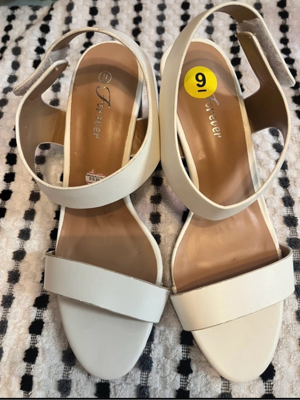 Forever 21 Cream Open-Toe Ankle-Strap Sandals